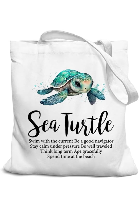 Lake Turtle Canvas Tote Bag for Women Teen Girls Gifts Cute Small Travel Work Tote Bags Grocery Bags