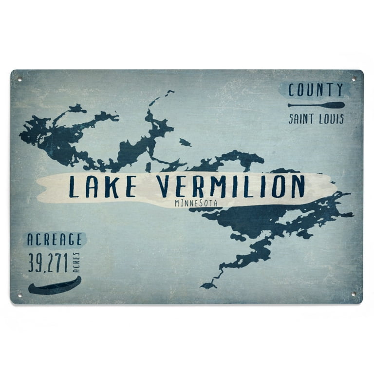 Lake Vermilion, Minnesota, Lake Essentials, Shape, Acreage and County Birch  Wood Wall Sign (6x9 Rustic Home Decor, Ready to Hang Art)