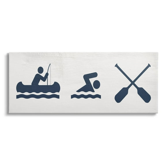 Lake Water Activities Sign Typography Graphic Art Gallery Wrapped Canvas Print Wall Art
