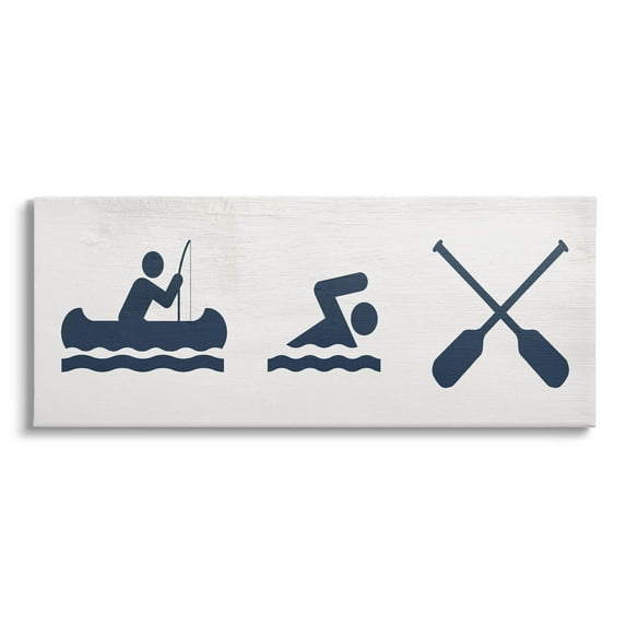 Lake Water Activities Sign Typography Graphic Art Gallery Wrapped Canvas Print Wall Art