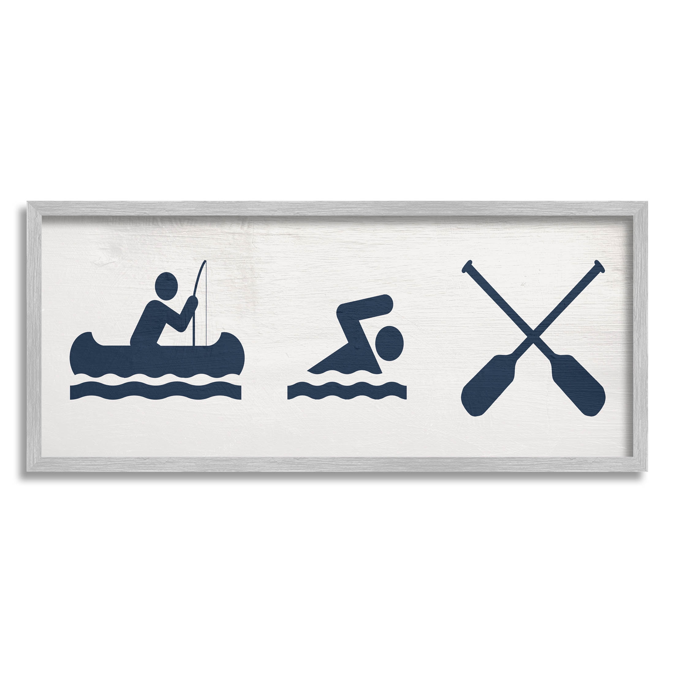 Lake Water Activities Sign Typography Graphic Art Gray Framed Art Print Wall Art