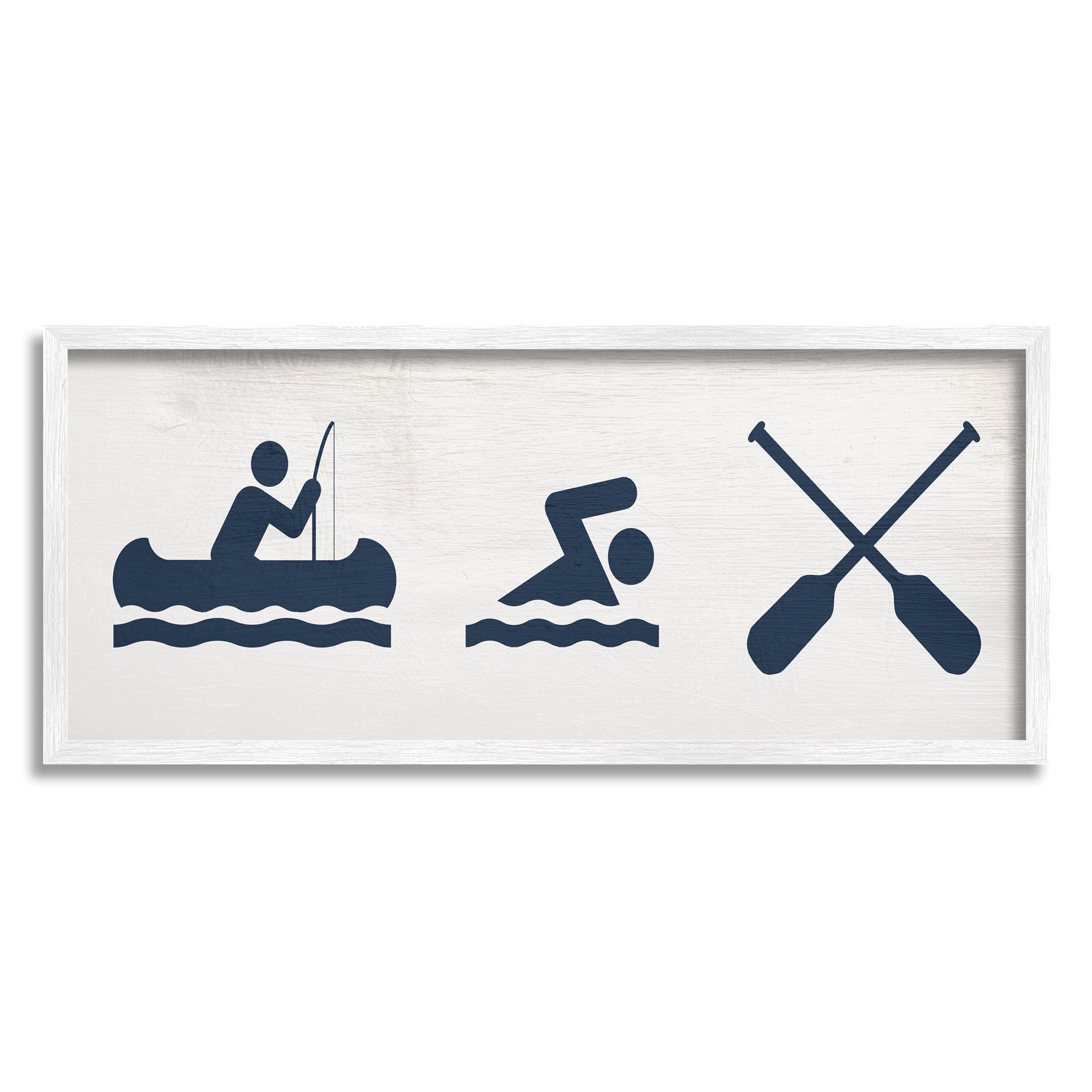 Lake Water Activities Sign Typography Graphic Art White Framed Art Print Wall Art