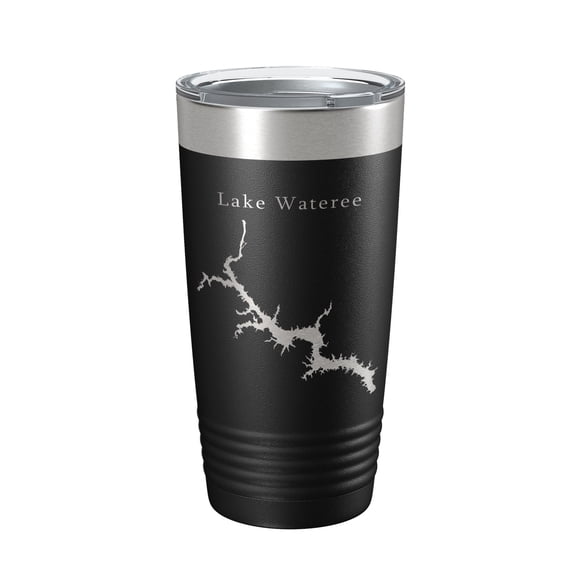 Lake Wateree Stumpy Pond Map Tumbler Travel Mug Insulated Laser Engraved Coffee Cup South Carolina 20 oz Black