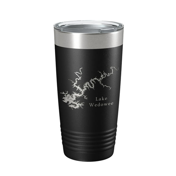 Lake Wedowee RL Harris Map Tumbler Travel Mug Insulated Laser Engraved Coffee Cup Alabama 20 oz Black