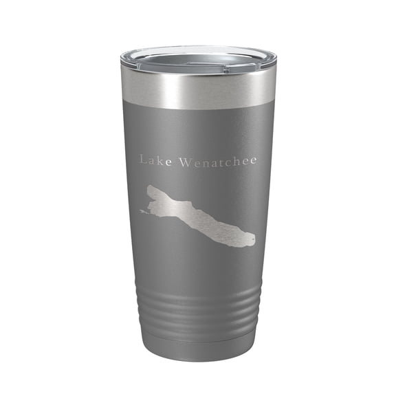 Lake Wenatchee Map Tumbler Travel Mug Insulated Laser Engraved Coffee Cup Washington 20 oz Dark Gray