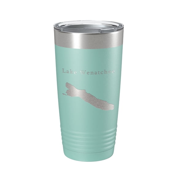 Lake Wenatchee Map Tumbler Travel Mug Insulated Laser Engraved Coffee Cup Washington 20 oz Teal