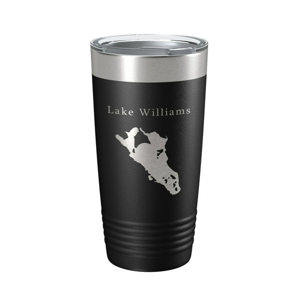 Lake Williams Map Tumbler Travel Mug Insulated Laser Engraved Coffee Cup Connecticut 20 oz Black