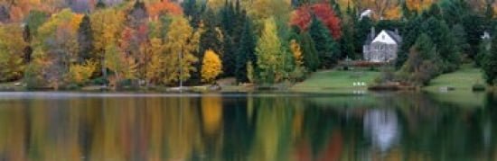 Lake With House Canada Canvas Art - Panoramic Images (36 x 12)