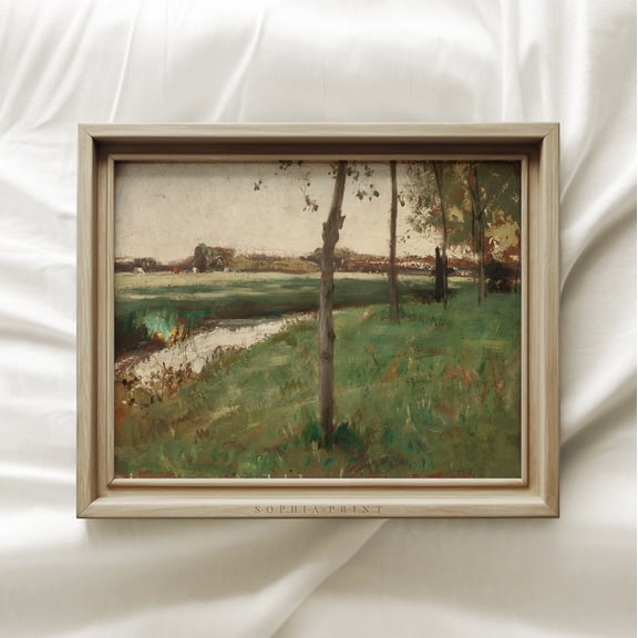 Lake With Trees Cows In Field Wall Art Shipped Print Sophia Print Country Wall Art Farmhouse Decor Vintage Landscape #235