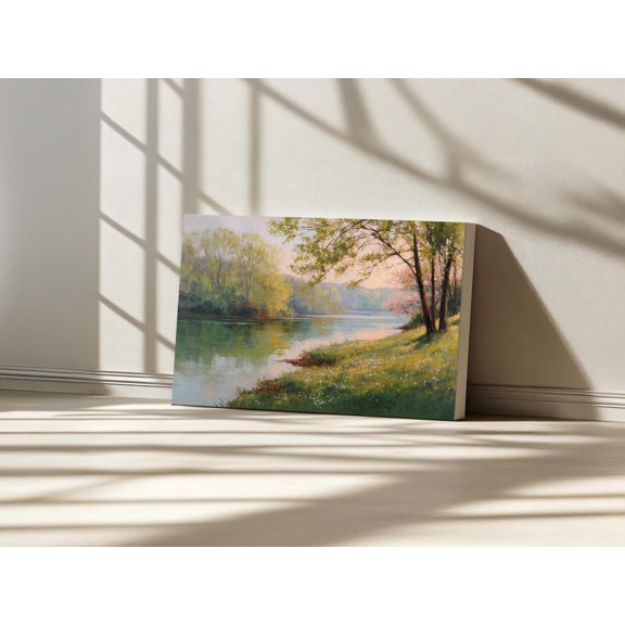 Lake Wylie Sunrise South Carolina Spring Wildflower Water Reflection Charlotte Lakeside Forest Landscape Botanical Wall Art Poster , Poster Print Only