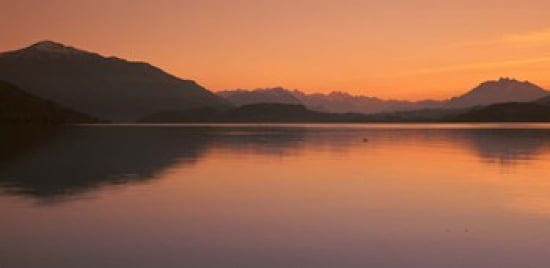 Lake Zug in the Evening Mt Rigi & Mt Pilatus Switzerland Canvas Art - Panoramic Images (24 x 12)