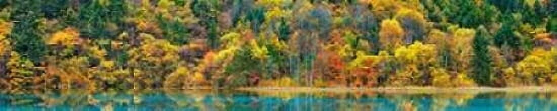 Lake and forest in autumn China Canvas Art - Frank Krahmer (12 x 36)
