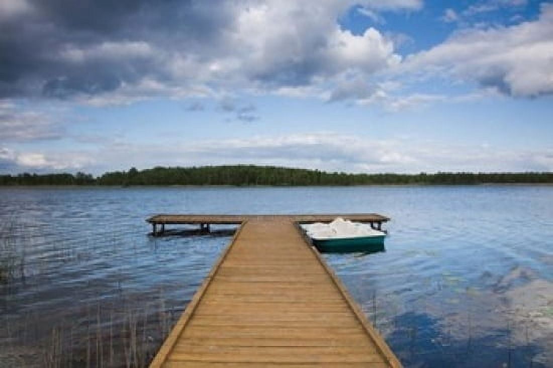 Lake and pier Grutas Southern Lithuania Lithuania Canvas Art - Walter Bibikow DanitaDelimont (24 x 15)