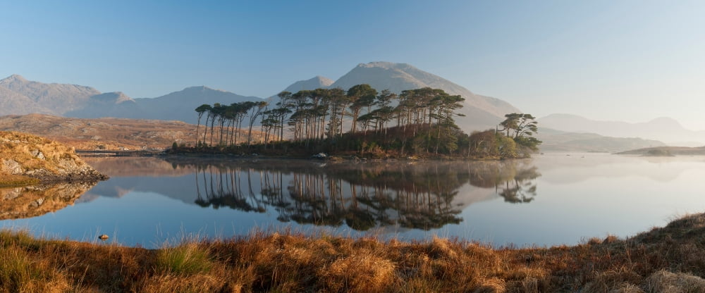 Lake at dawn Derryclare Lake Connemara County Galway Ireland Canvas Art - Panoramic Images (27 x 9)