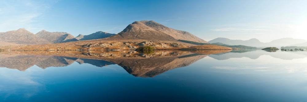 Lake at dawn Derryclare Lake Connemara County Galway Ireland Canvas Art - Panoramic Images (27 x 9)