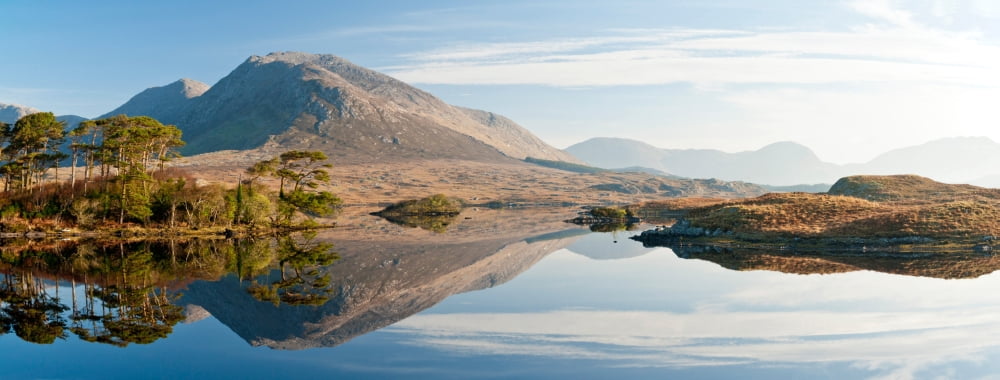 Lake at dawn Derryclare Lake Connemara County Galway Ireland Canvas Art - Panoramic Images (36 x 12)