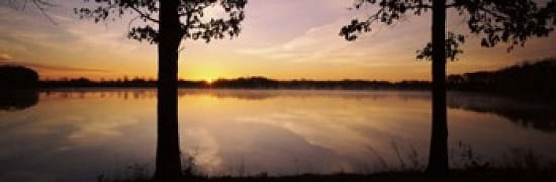 Lake at sunrise Stephen A Forbes State Recreation Area Marion County Illinois USA Canvas Art - Panoramic Images (18 x 6)