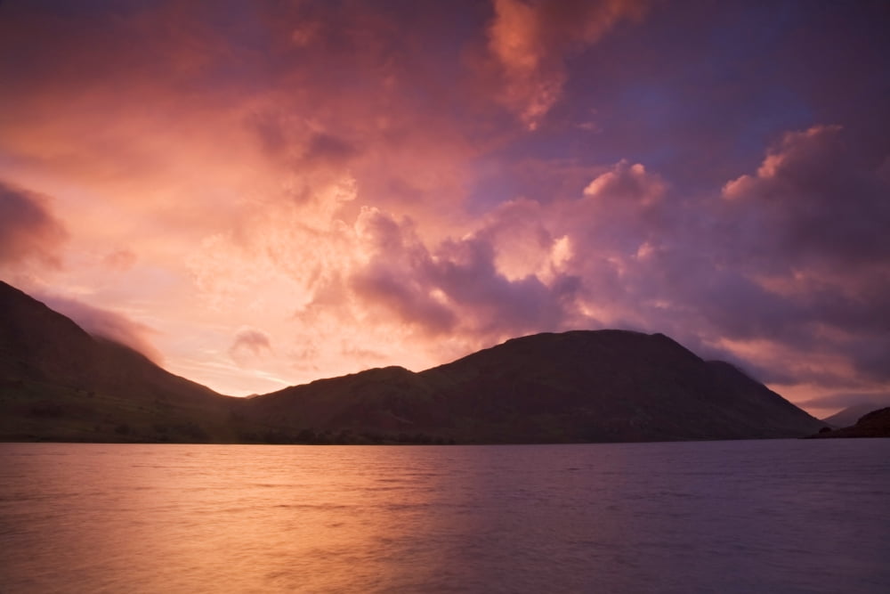 Lake at sunset Crumock Water English Lake District Cumbria England Canvas Art - Panoramic Images (36 x 12)