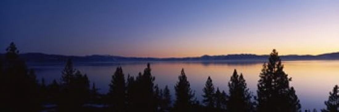 Lake at sunset Lake Tahoe California USA Canvas Art - Panoramic Images (36 x 12)