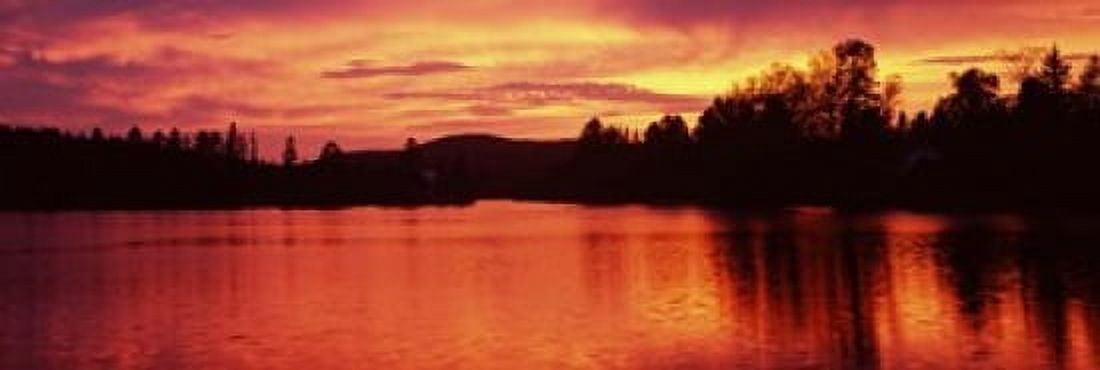 Lake at sunset Vermont USA Canvas Art - Panoramic Images (18 x 6)