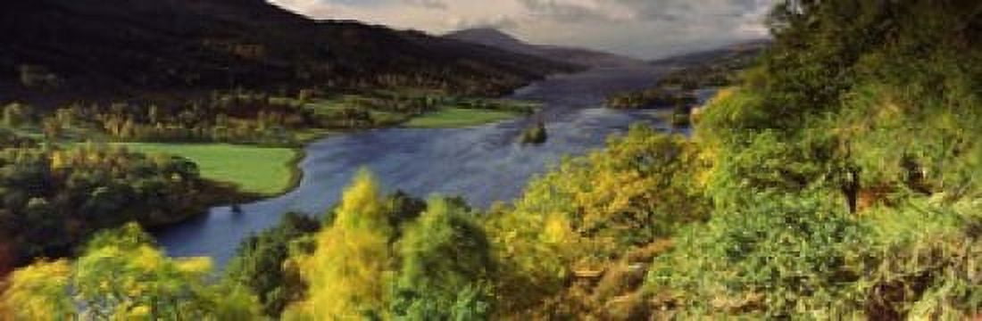 Lake flowing through a forest Loch Tummel Pitlochry Perthshire Scotland Canvas Art - Panoramic Images (18 x 6)