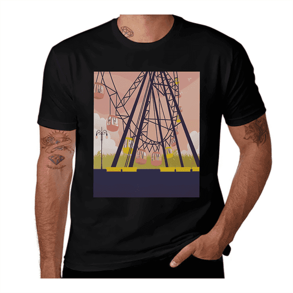 Lake in Nantou Taiwan-Landscape-Purple-Pink- Casual Streetwea Everyday Tshirt Comfortable Wear tee shirt