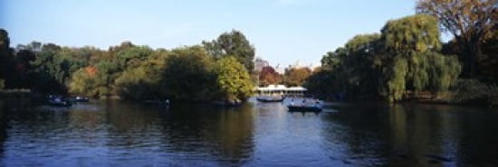 Lake in a park Central Park Manhattan New York City New York State USA Canvas Art - Panoramic Images (36 x 12)