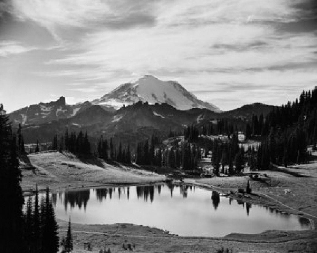 Lake in front of a mountain Tipsoo Lake Mount Rainier Mount Rainier National Park Washington USA Canvas Art - (24 x 36)