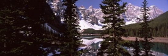 Lake in front of mountains Banff Alberta Canada Canvas Art - Panoramic Images (36 x 12)