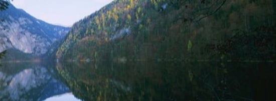 Lake in front of mountains Lake Toplitz Salzkammergut Austria Canvas Art - Panoramic Images (36 x 13)