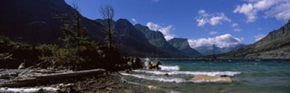 Lake in front of mountains St Mary Lake US Glacier National Park Montana USA Canvas Art - Panoramic Images (18 x 6)