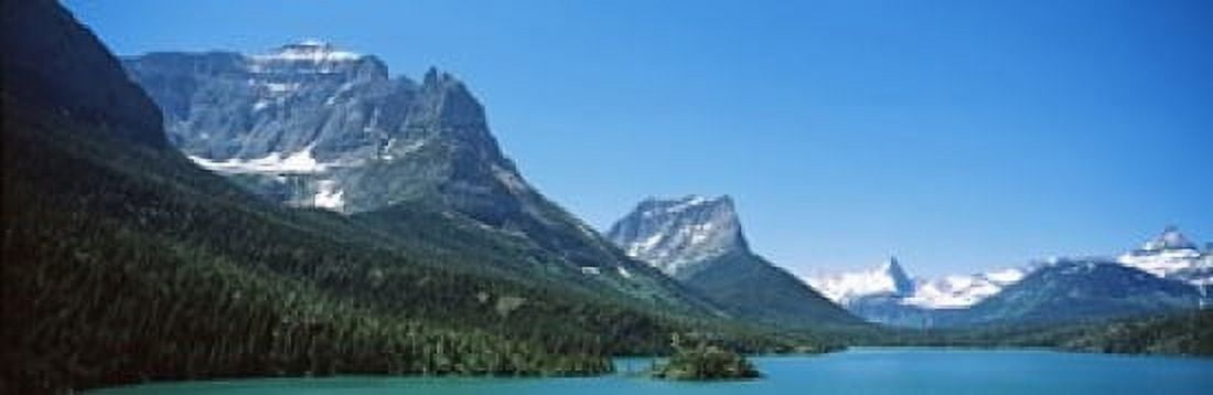 Lake in front of mountains St Mary Lake US Glacier National Park Montana USA Canvas Art - Panoramic Images (18 x 6)