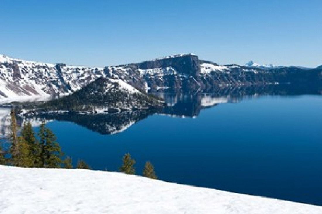Lake in winter Crater Lake Crater Lake National Park Oregon USA Canvas Art - Panoramic Images (36 x 24)
