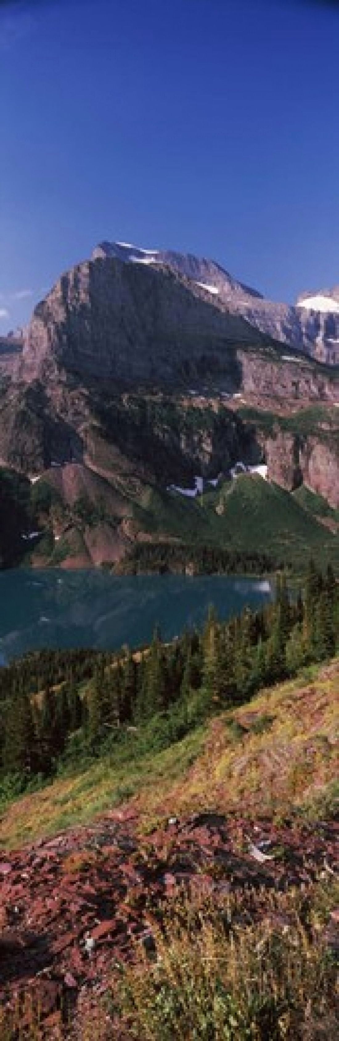 Lake near a mountain US Glacier National Park Montana USA Canvas Art - Panoramic Images (36 x 12)