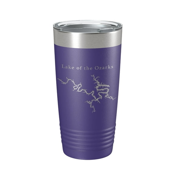 Lake of the Ozarks Map Tumbler Travel Mug Insulated Laser Engraved Coffee Cup Missouri 20 oz Purple