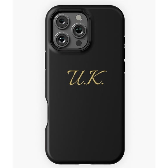UK Initials Gold Lettering Monogram Phone Case for iPhone 16 15 14 13 12 11 Pro Max