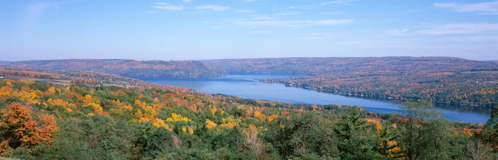 Lake surrounded by hills Keuka Lake Finger Lakes New York State USA Canvas Art - Panoramic Images (36 x 12)