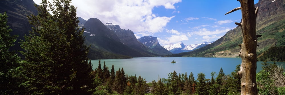 Lake surrounded by mountains St Mary Lake Glacier National Park Montana USA Canvas Art - Panoramic Images (27 x 9)