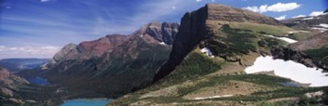 Lake surrounded with mountains Alpine Lake US Glacier National Park Montana USA Canvas Art - Panoramic Images (18 x 6)