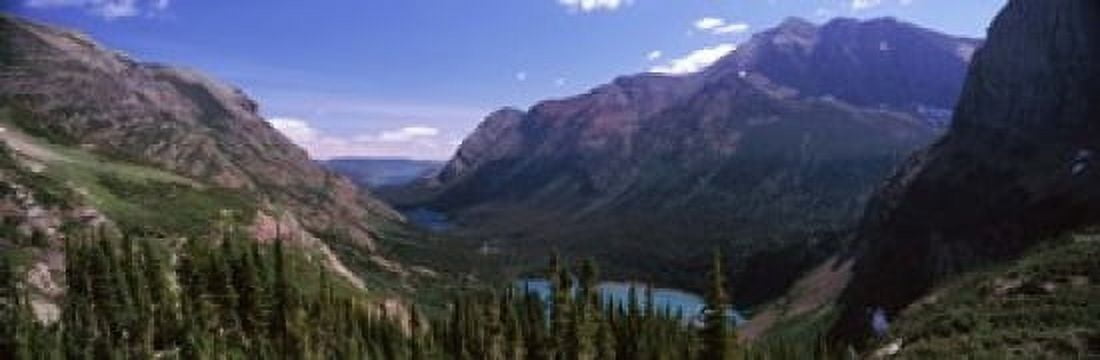 Lake surrounded with mountains Alpine Lake US Glacier National Park Montana USA Canvas Art - Panoramic Images (18 x 6)