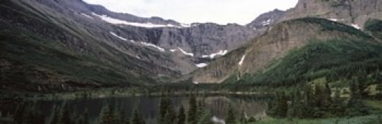 Lake surrounded with mountains Mountain Lake US Glacier National Park Montana USA Canvas Art - Panoramic Images (36 x 12)
