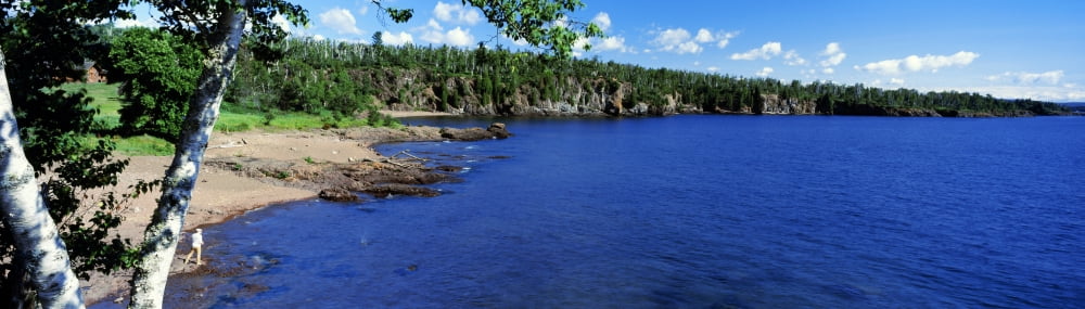 Lake view Lake Superior Duluth Minnesota USA Canvas Art - Panoramic Images (12 x 40)