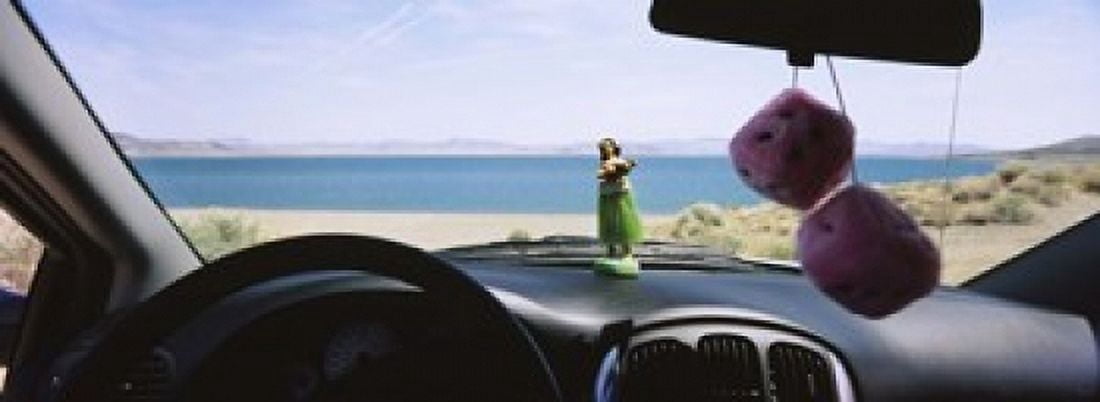 Lake viewed through the windshield of a car Pyramid Lake Washoe County Nevada USA Canvas Art - Panoramic Images (18 x 7)