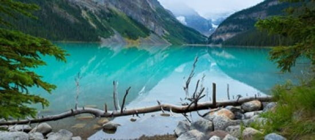 Lake with Canadian Rockies in the background Lake Louise Banff National Park Alberta Canada Canvas Art - Panoramic Images (30 x 14)