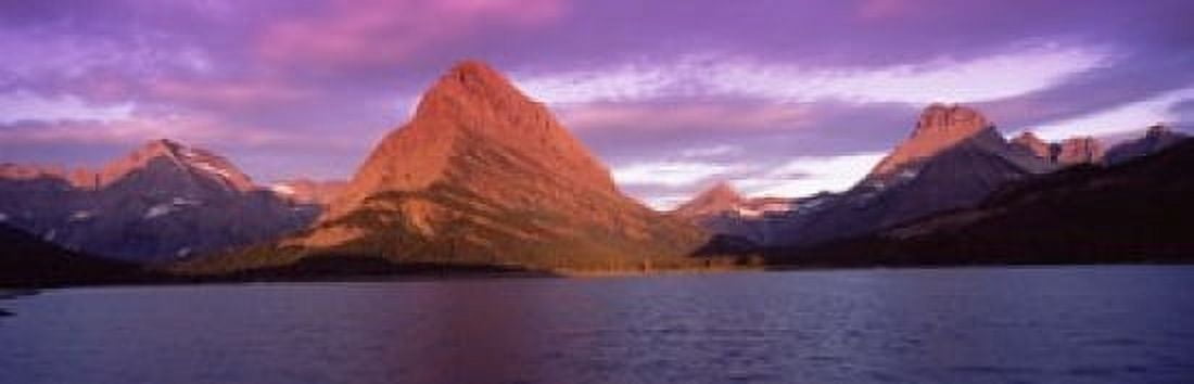 Lake with mountains at dusk Swiftcurrent Lake Many Glacier US Glacier National Park Montana USA Canvas Art - Panoramic Images (18 x 6)
