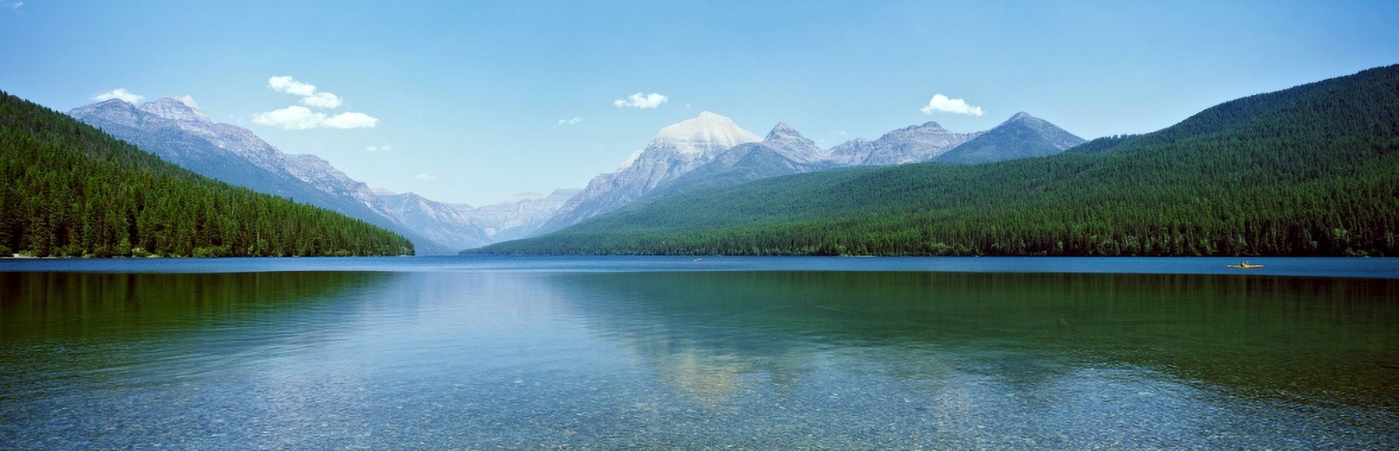 Lake with mountains in the background Bowman Lake US Glacier National Park Montana USA Canvas Art - Panoramic Images (27 x 9)