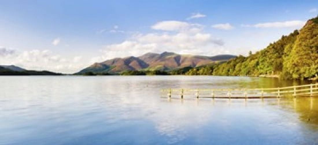 Lake with mountains in the background Derwent Water Lake District National Park Cumbria England Canvas Art - Panoramic Images (15 x 7)