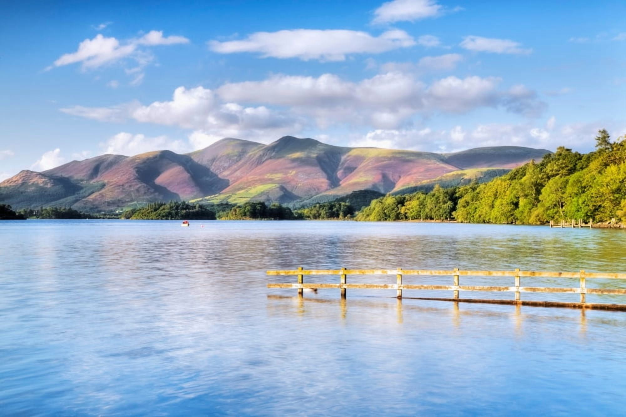 Lake with mountains in the background Derwent Water Lake District National Park Cumbria England Canvas Art - Panoramic Images (27 x 9)