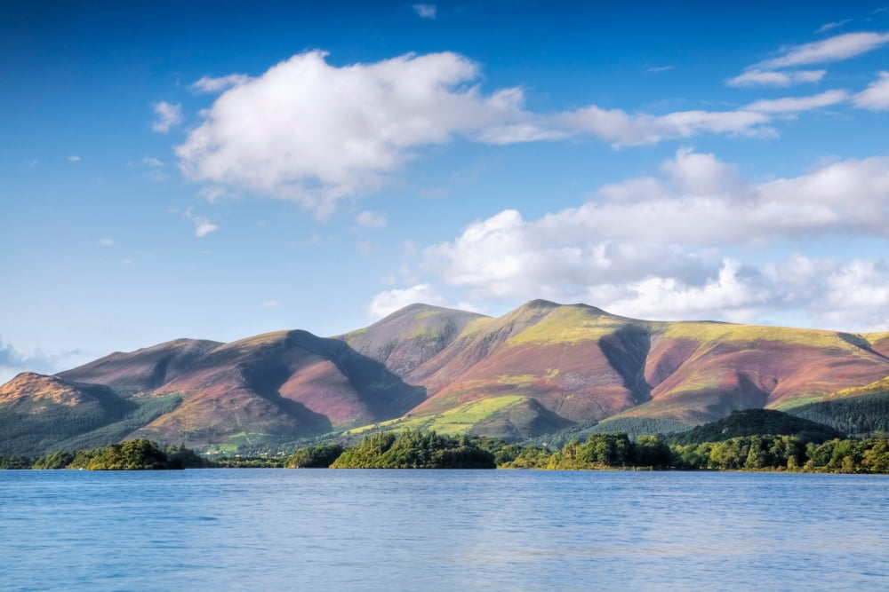 Lake with mountains in the background Derwent Water Lake District National Park Cumbria England Canvas Art - Panoramic Images (36 x 12)