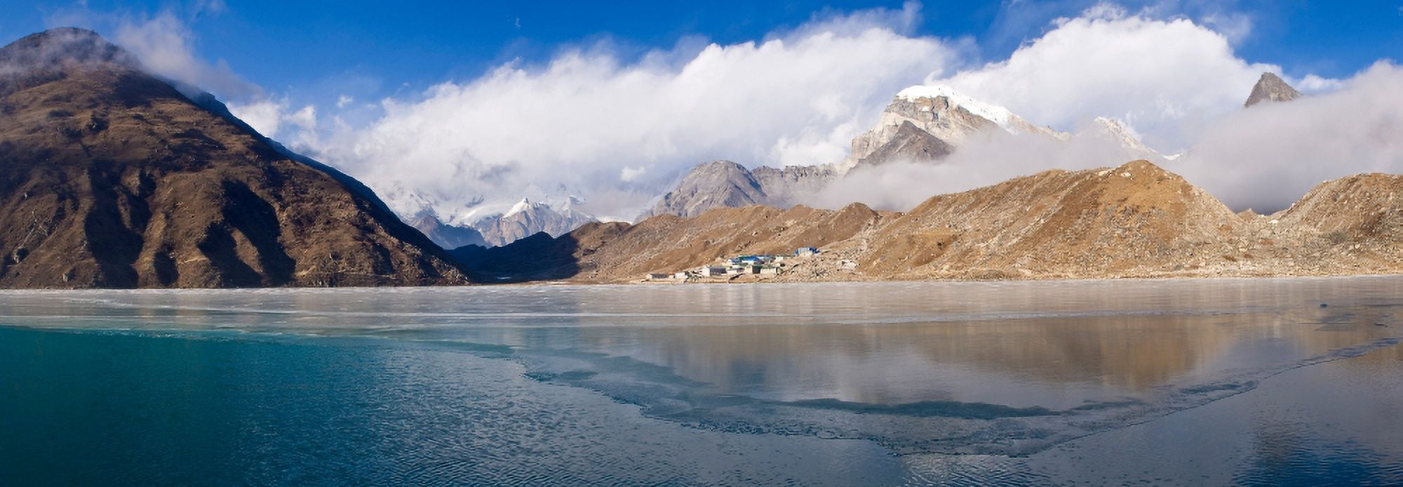 Lake with mountains in the background Gokyo Lakes Solukhumbu Himalayas Nepal Canvas Art - Panoramic Images (27 x 9)